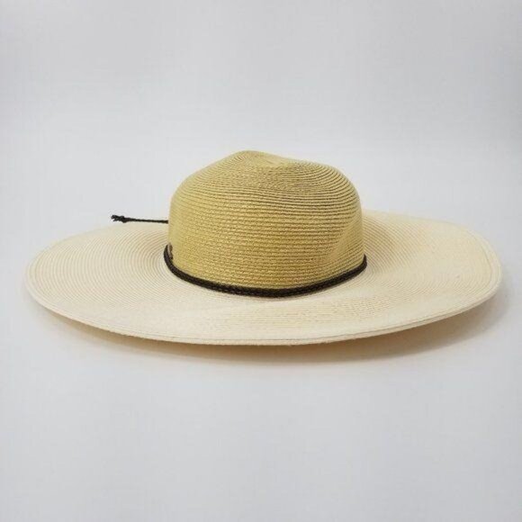 Floppy Wide Brim Sun Hat Braided Cottage Coastal Boho Beach Resort Summer 3 - Picture 5 of 9